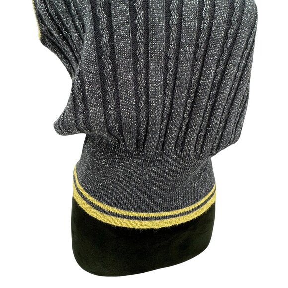 2/$18 Sale! Vtg Varsity Sweater Vest Striped Cable Knit Metallic L Mock Neck - Picture 5 of 8